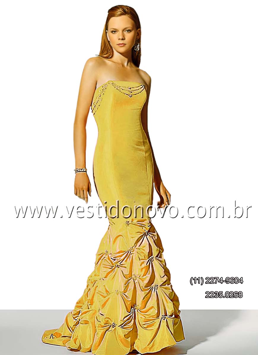 Vestido dourado em tzafet importado, zona sul de So Paulo