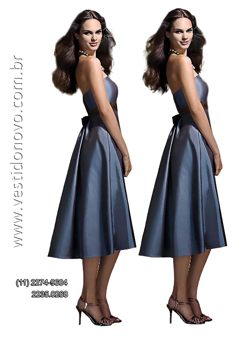 vestido de festa curto, longuete, plus size, importado em azul petrleo, loja zona sul de So Paulo sp