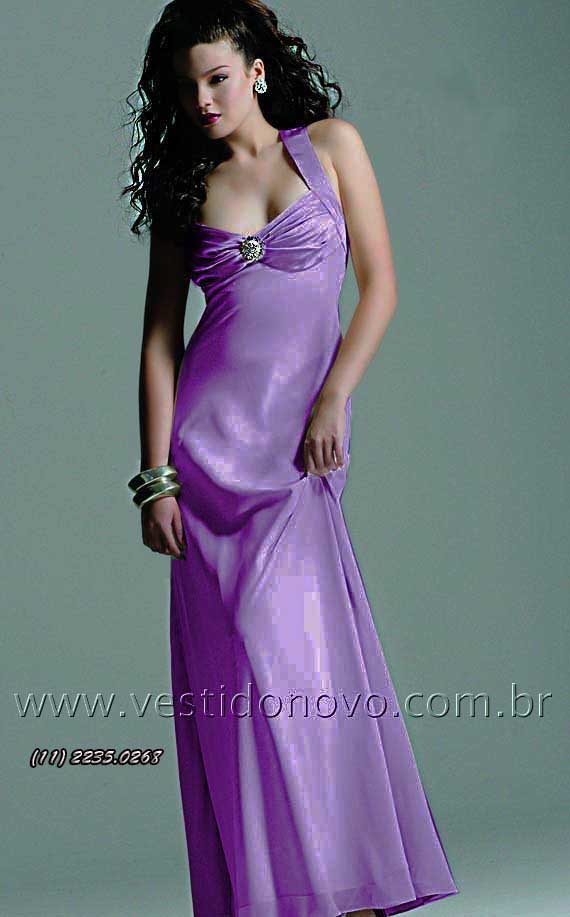 Vestido formatura roxo violeta em cetim importado zona sul