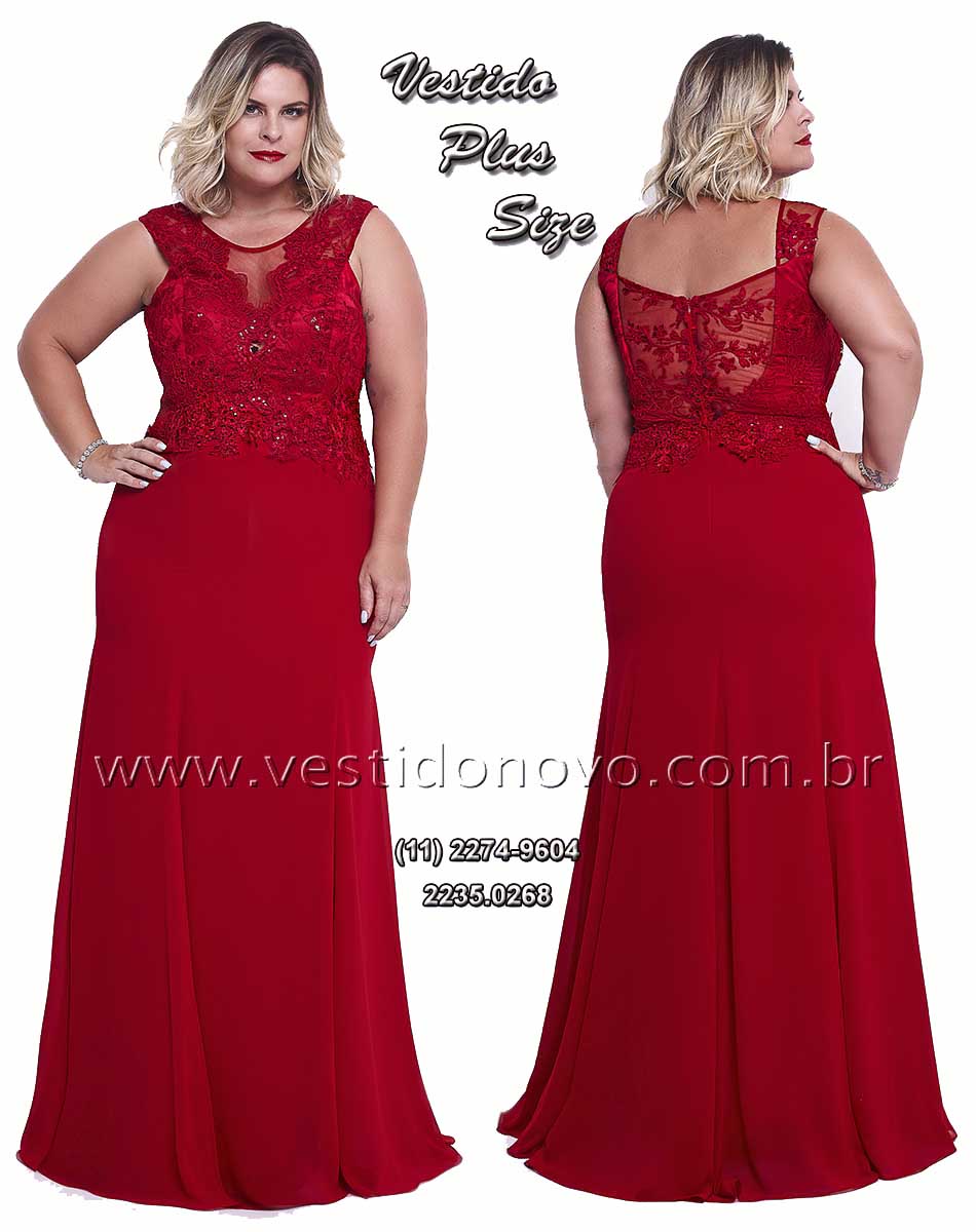 vestido de madrinha vermelho plus size