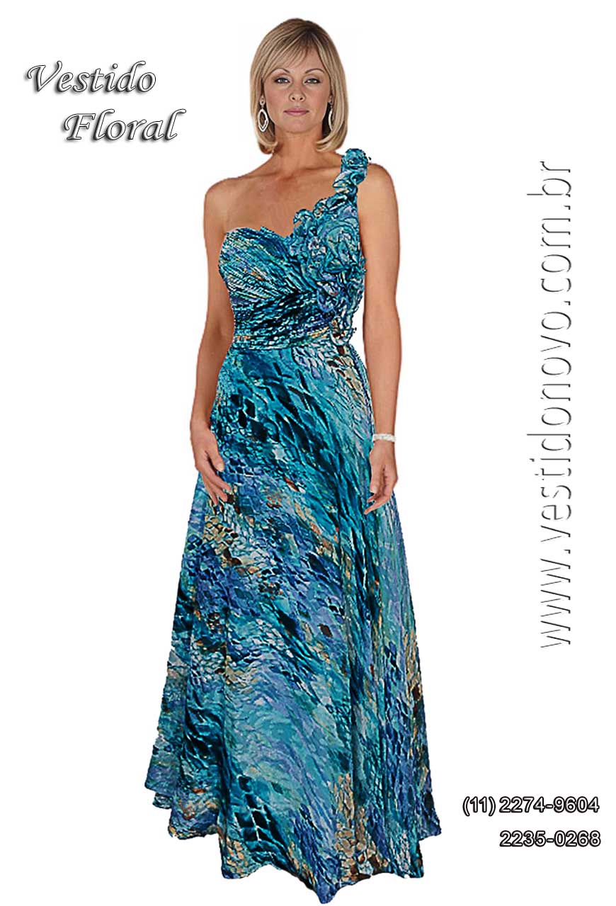 Vestido de festa floral, azul, me da noiva, zona sul So Paulo