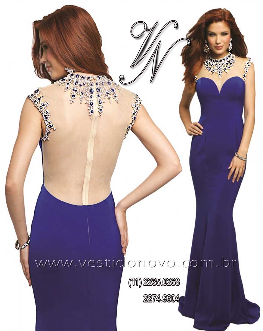 vestido azul royal brilho e pedraria CASA DO VESTIDO NOVO (11) 2274-9604