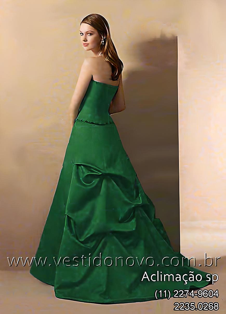 Vestido de festa longo, verde bandeira, zona sul de So Paulo