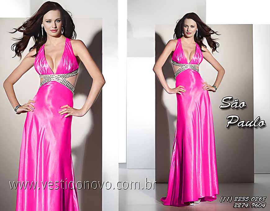 vestido de formatura, pink, fuchsia, decotado, costa cavada, So Paulo sp