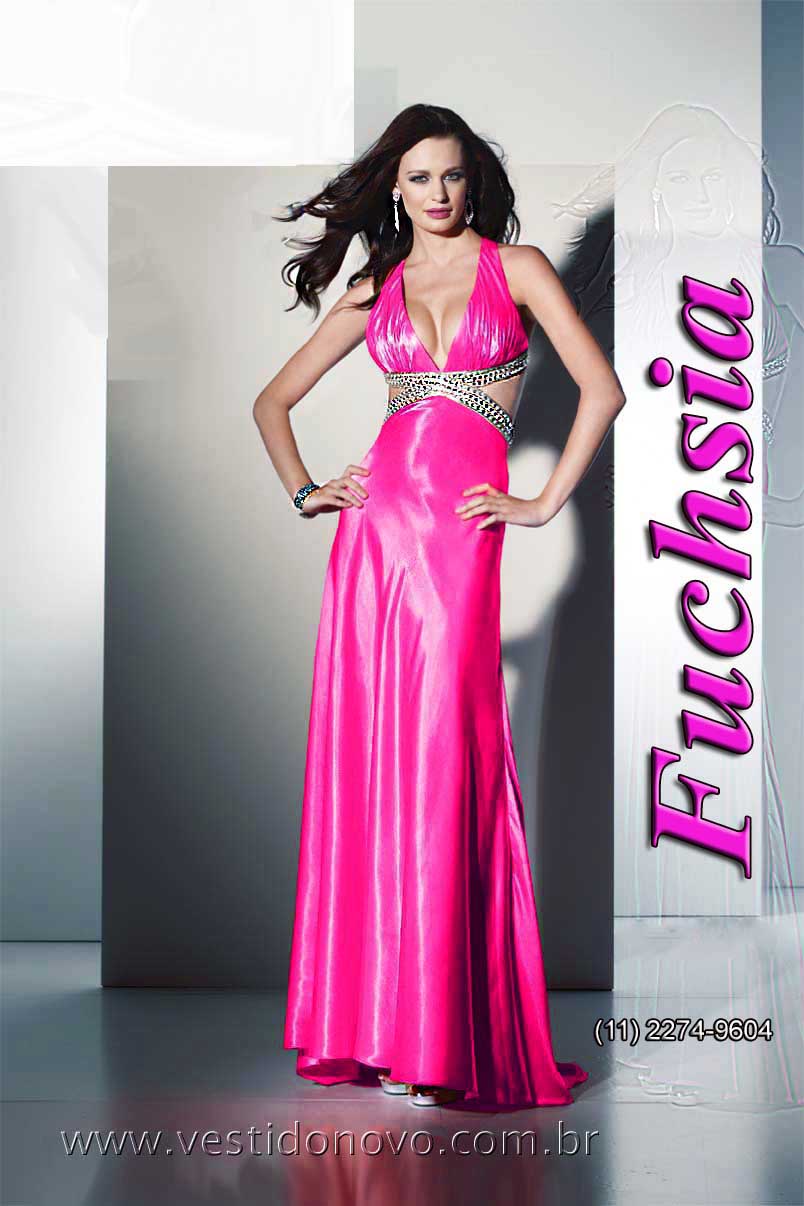 vestido de formatura decotado costa cavada importado em pink 
