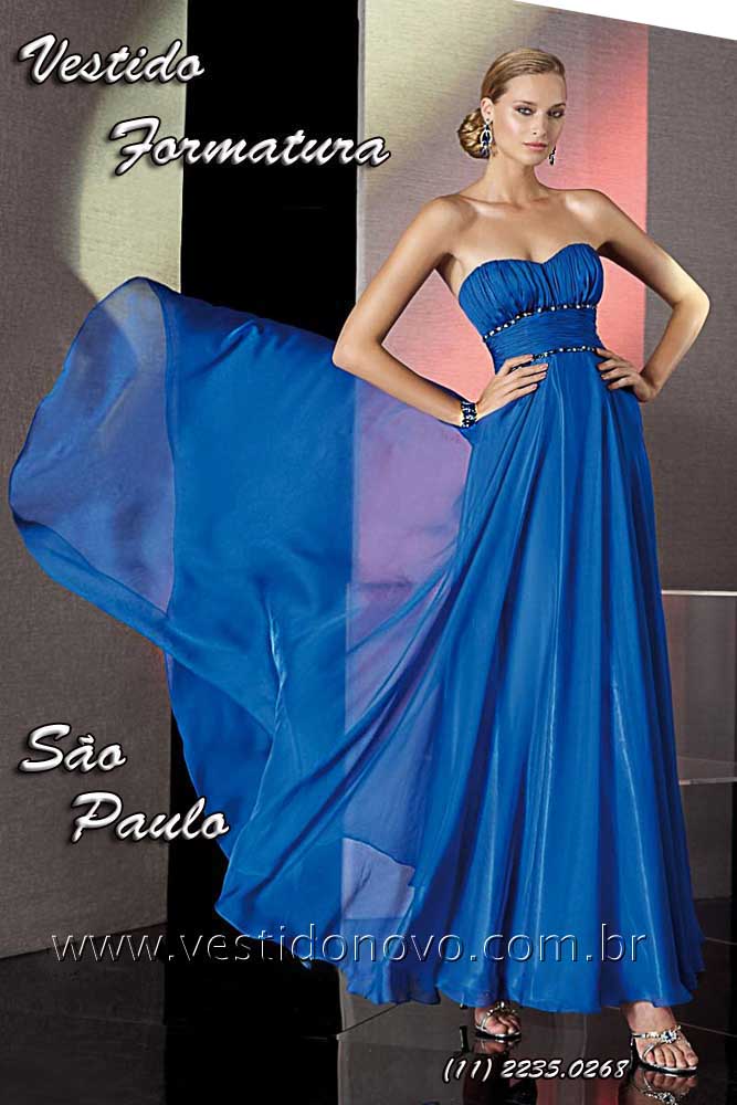 vestido de formatura azul royal 