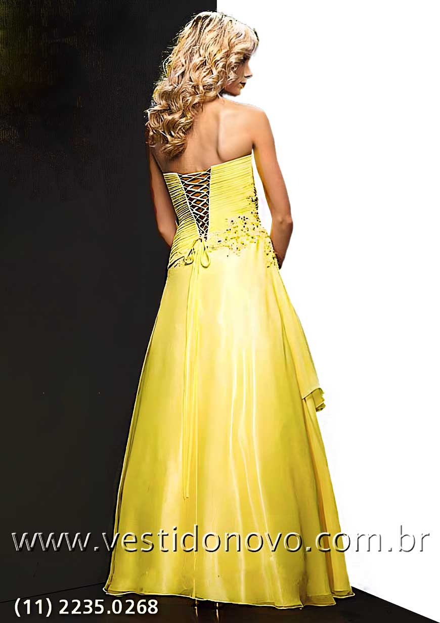 vestido de debutante,  amarelo, brilho e pedraria em  So Paulo