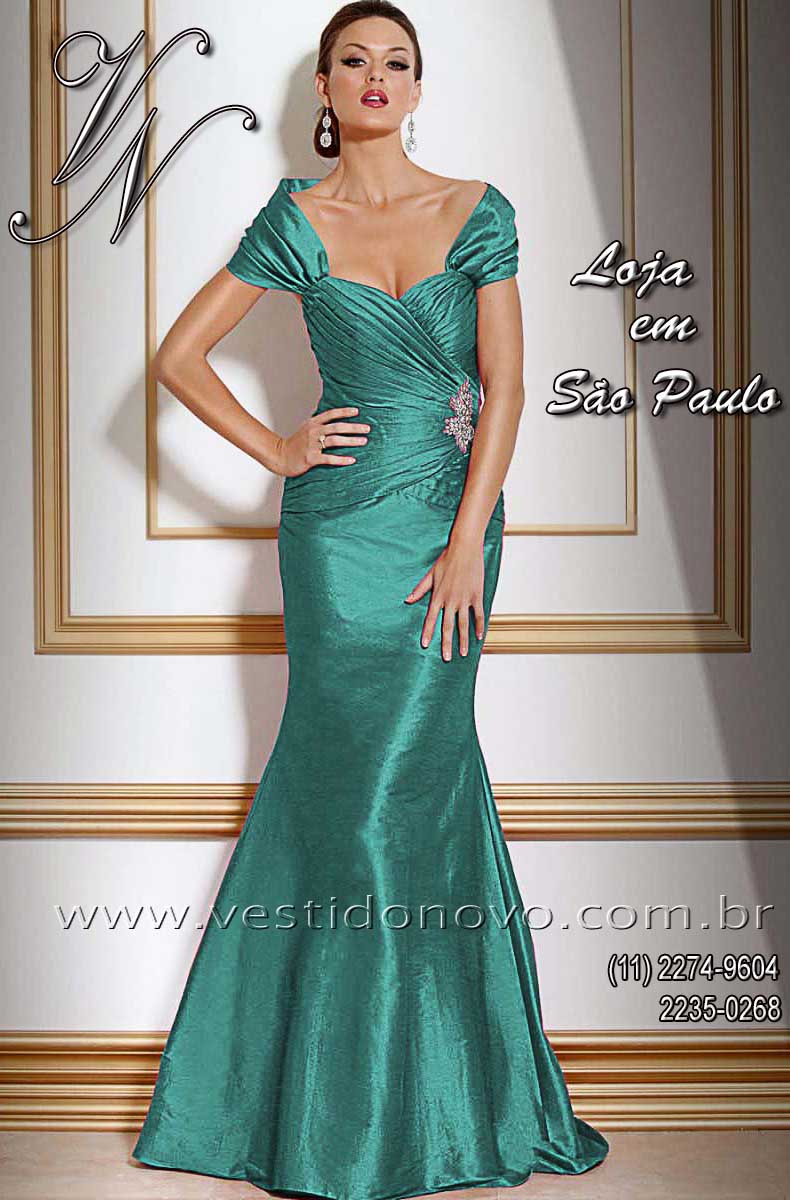 vestido seda pura bodas de prata tamanho grande plus size azul esverdeado 