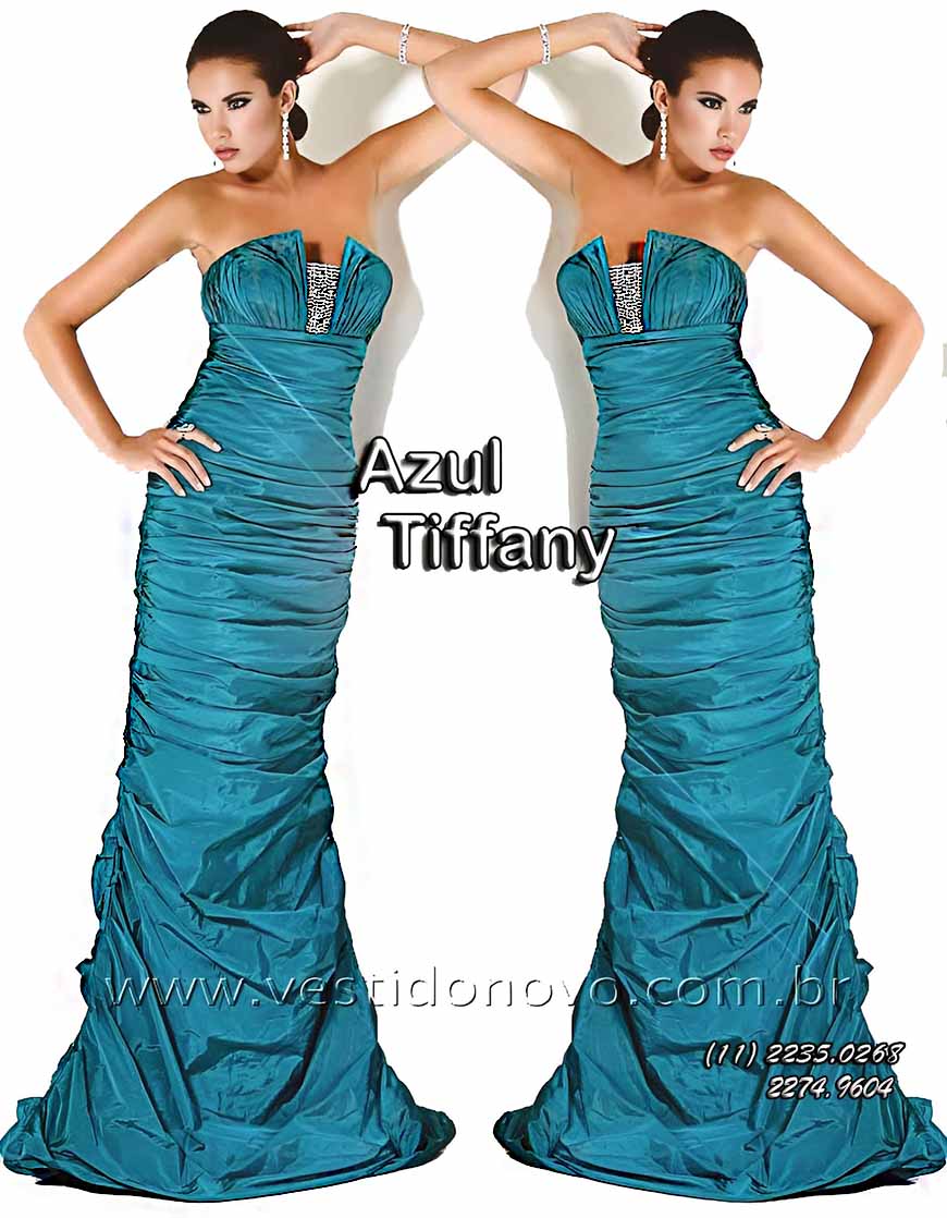vestido sereia de formatura importado azul tiffany 