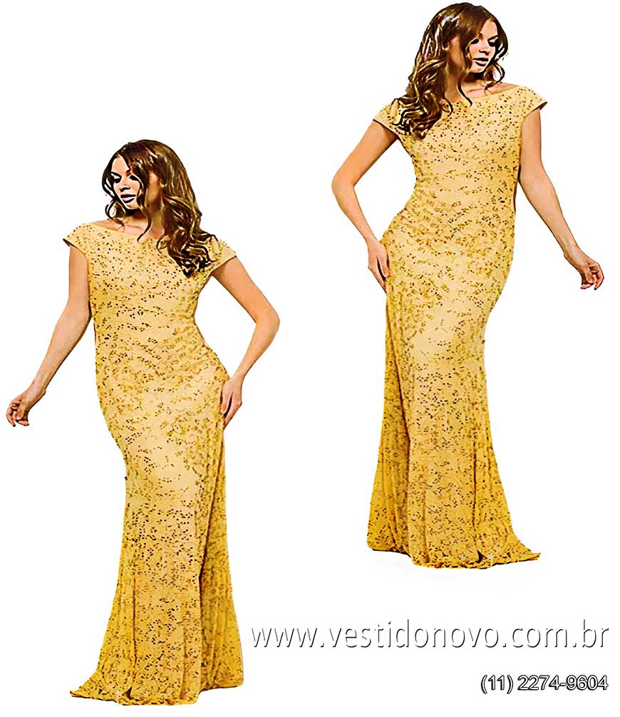 Vestido  de festa dourado me da noiva, bodas de ouro, com manguinha, em So Paulo