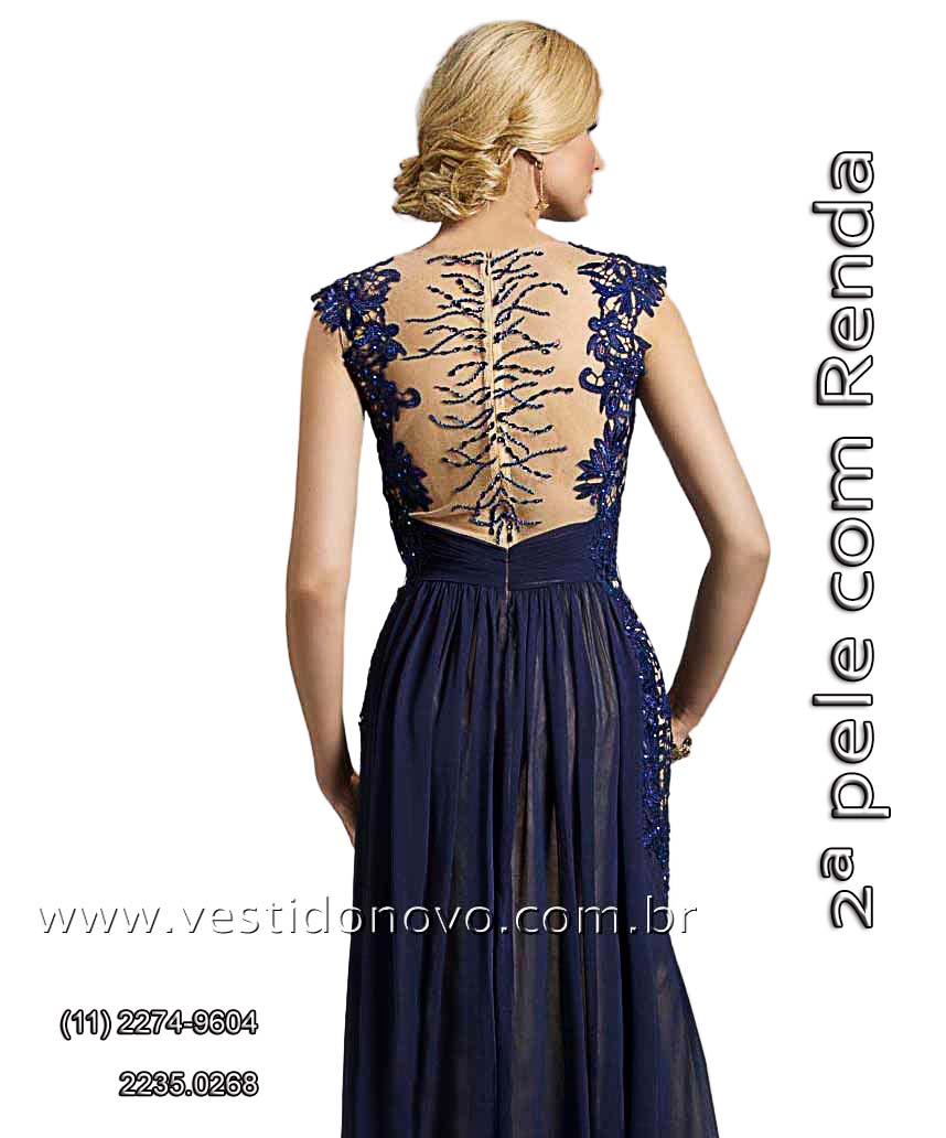 Vestidos Plus size AZUL MARINHO com renda e falsa transparncia