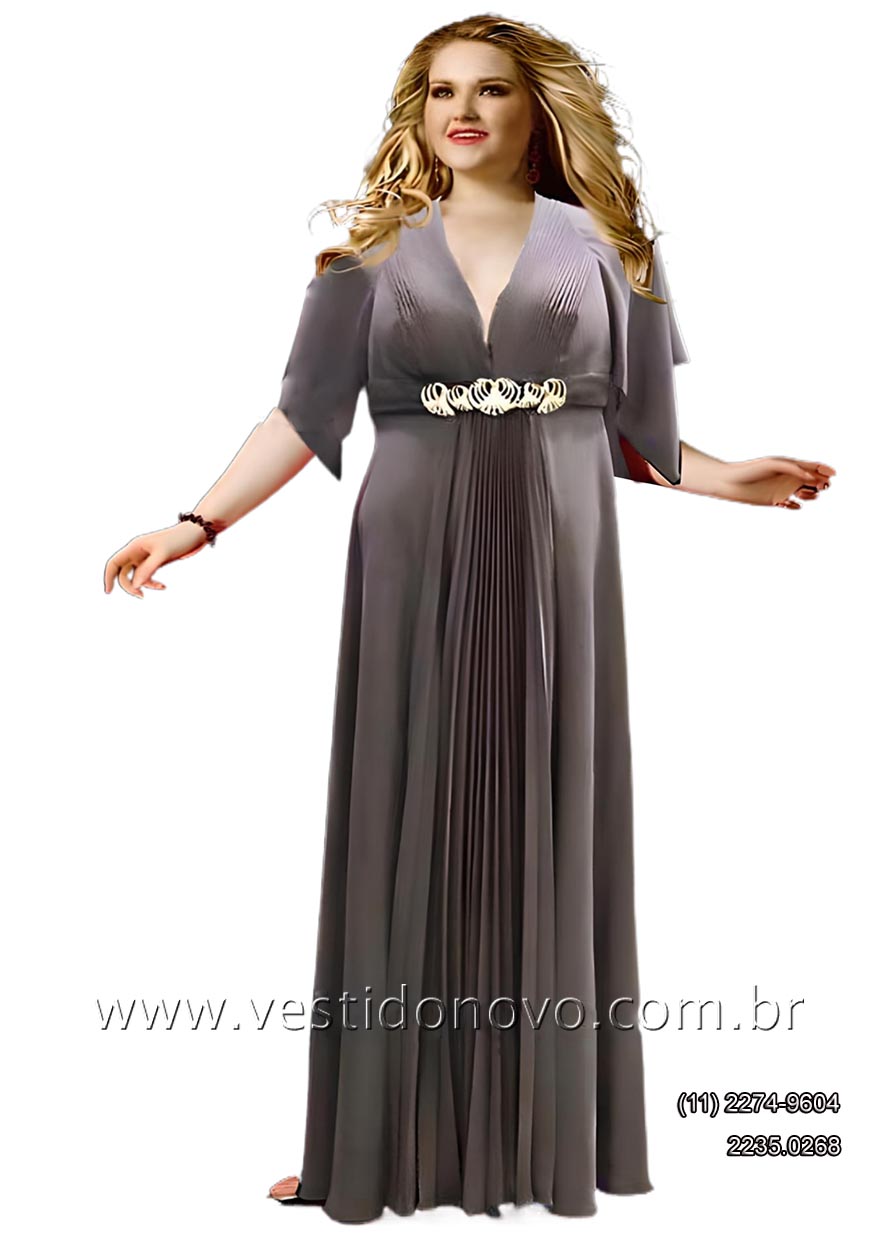 vestido de festa cinza chumbo,  tamanho grande plus siz em So Paulo