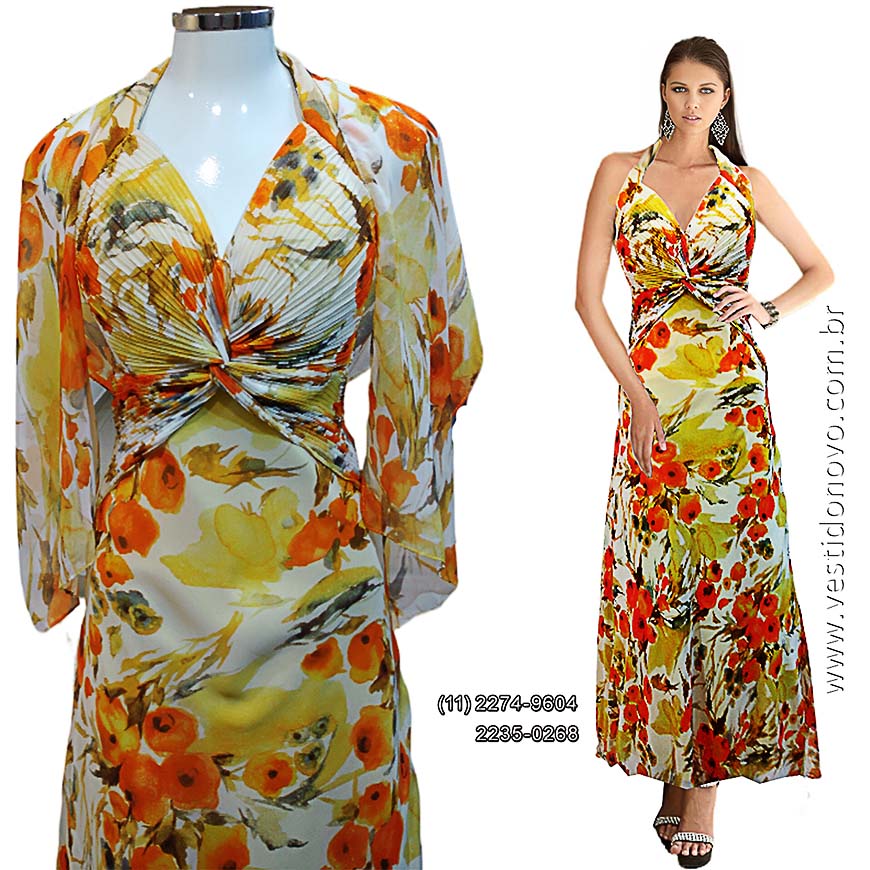 Vestido madrinha de casamento, amarelo estampado, zona sul de So Paulo
