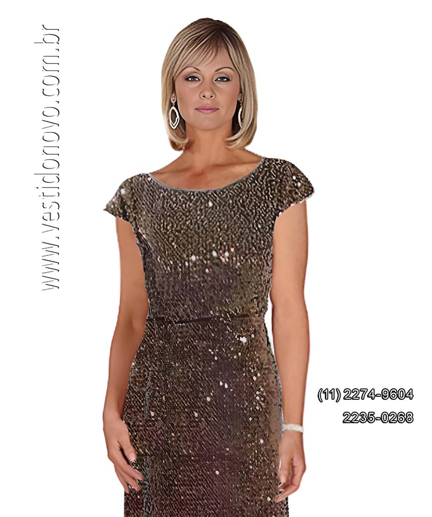 vestido de festa marron, com manguinha e lantijolas, mãe da noiva, zona sul de São Paulo