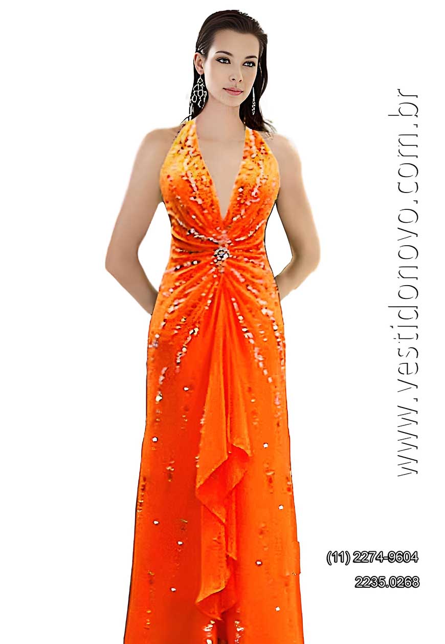 vestido de festa laranja, convidada, festa longo, loja em So Paulo sp