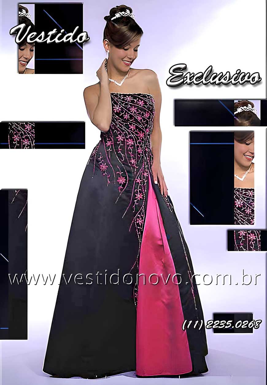 Vestido de debutante preto e pinnk, loja em So Paulo