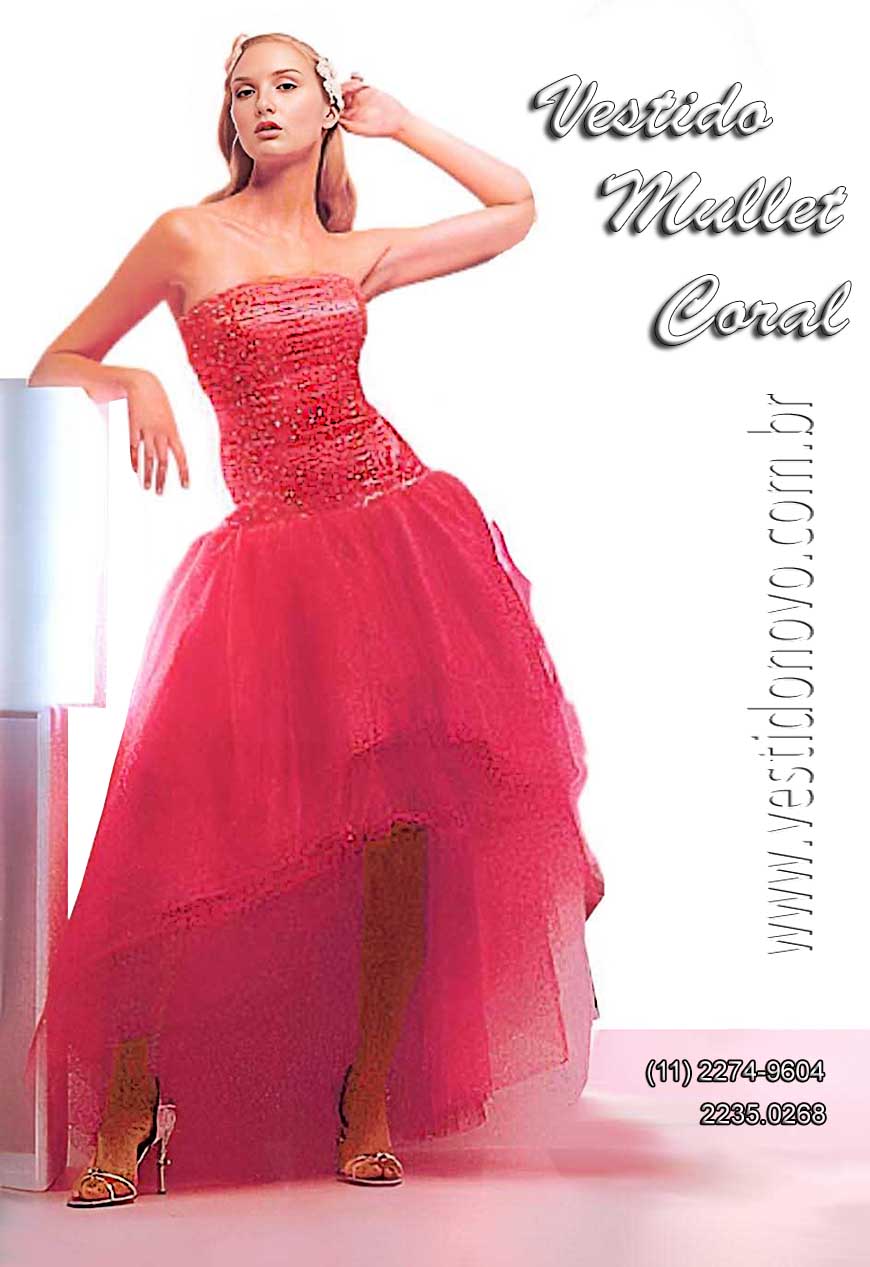 Vestido curto, mullet, coral, madrinha de casamento em So Paulo