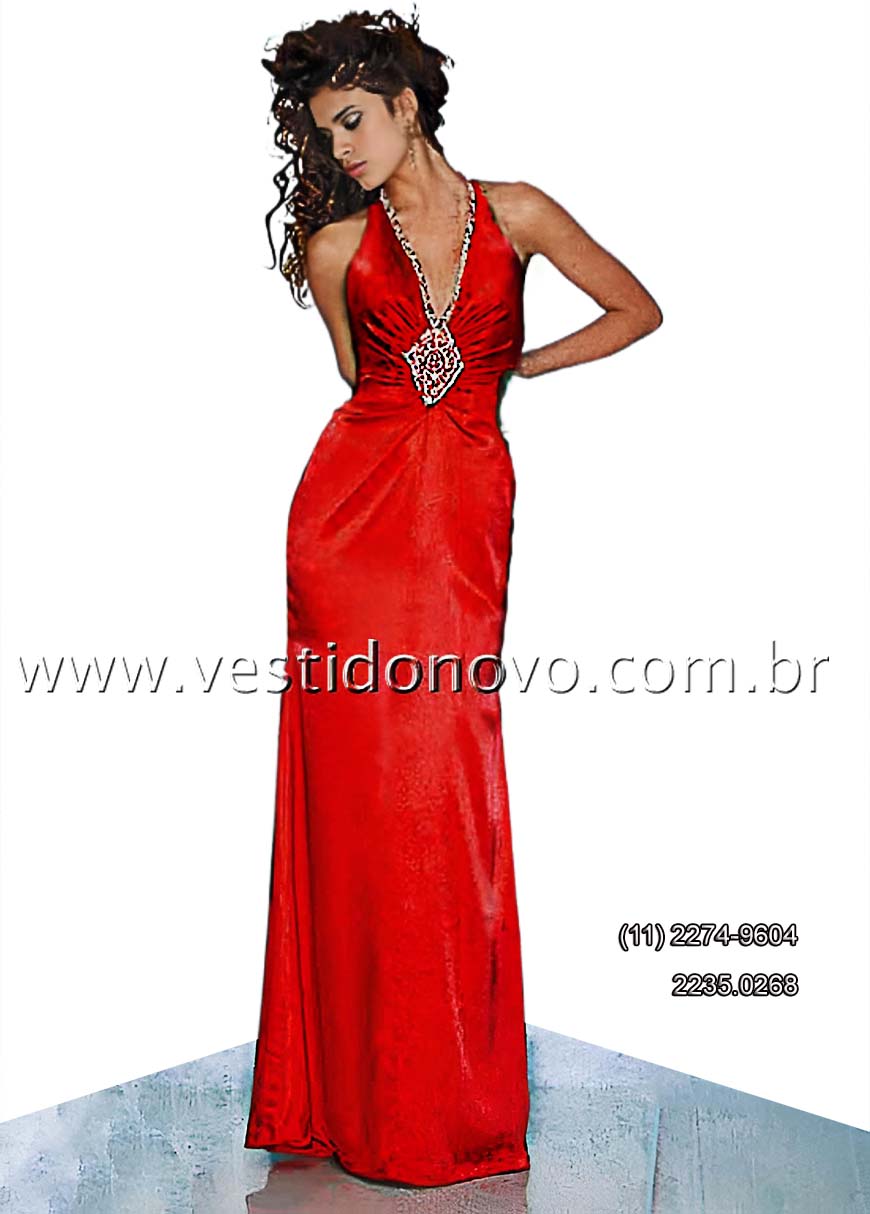 Vestido de festa vermelho em cetim importado, zona sul de So Paulo